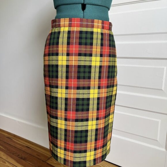 90s fall colors plaid skirt - Picture 3 of 5